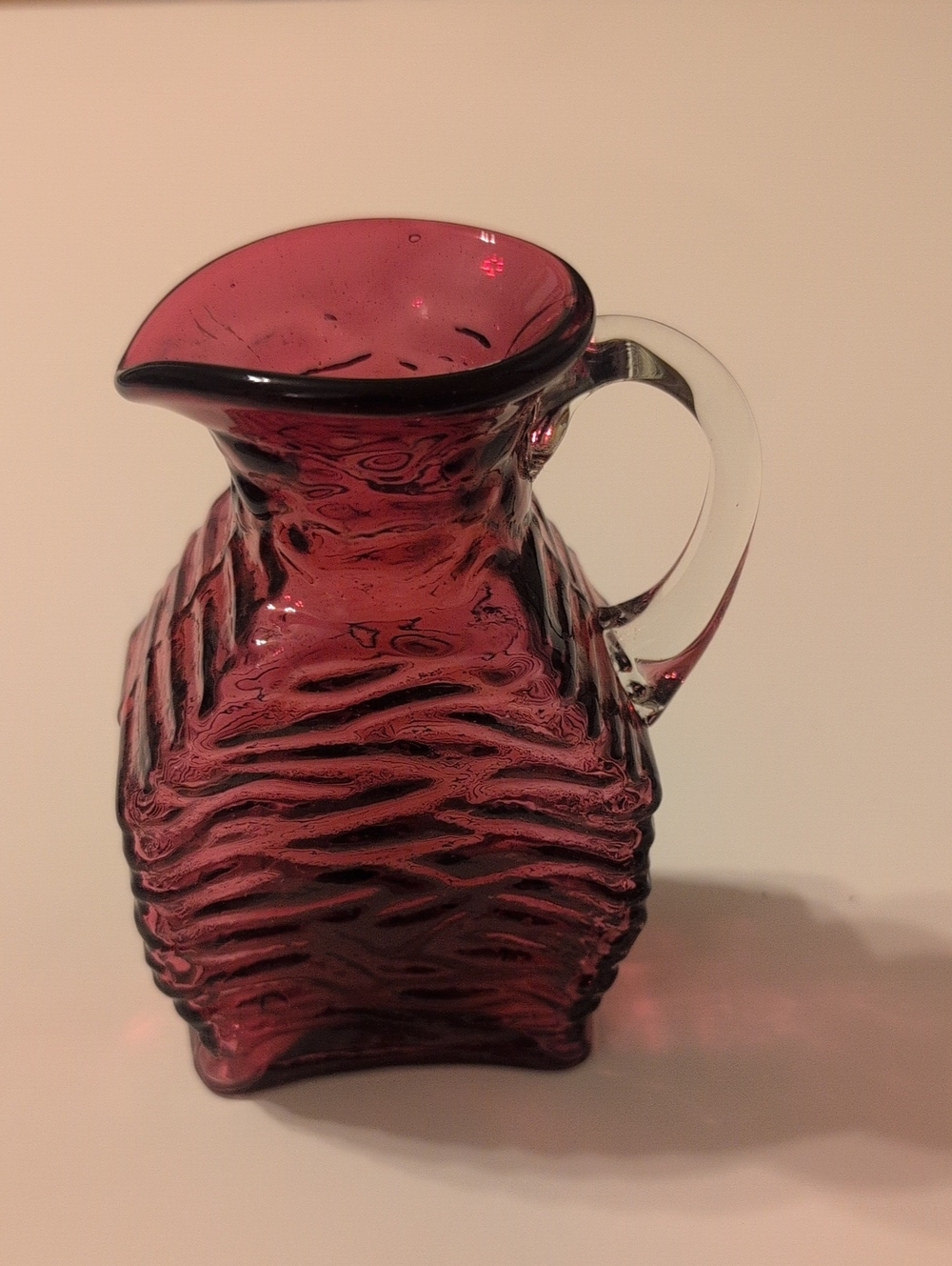 Vintage Pilgrim Cranberry Glass Small Pitcher